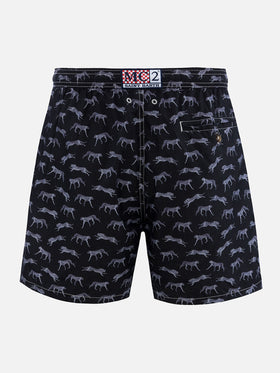 Man lightweight fabric swim-shorts Lighting 70 with micro cheeta print - MC2 Saint Barth
