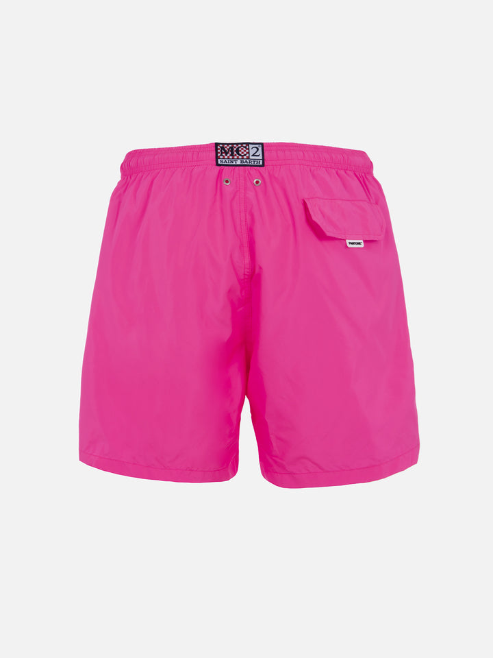 Man lightweight fabric fluo pink swim shorts Lighting Pantone | PANTONE® SPECIAL EDITION - MC2 Saint Barth