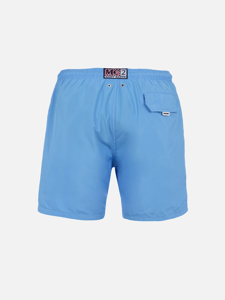 Man lightweight fabric aqua blue swim shorts Lighting Pantone | PANTONE® SPECIAL EDITION - MC2 Saint Barth