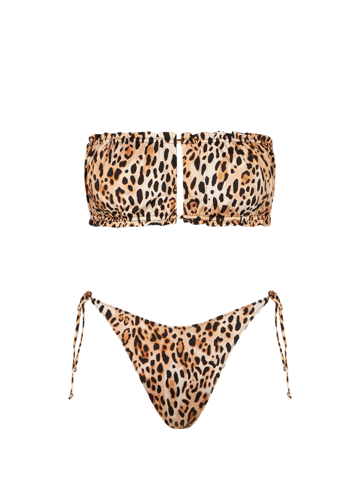 Bandeau-Bikini für Damen mit Leopardenmuster