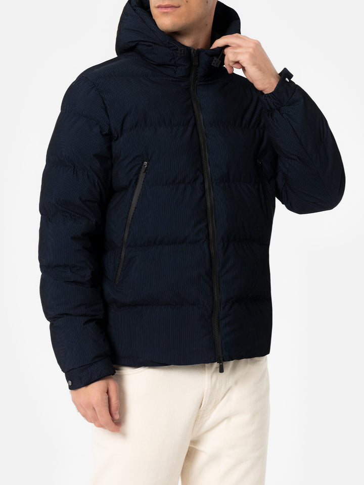 Marineblaue Pufferjacke in Cordoptik mit Kapuze für Herren von Maier
