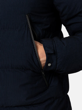 Marineblaue Pufferjacke in Cordoptik mit Kapuze für Herren von Maier