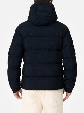 Marineblaue Pufferjacke in Cordoptik mit Kapuze für Herren von Maier