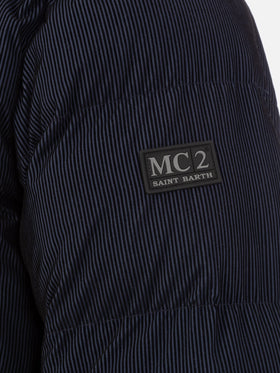 Marineblaue Pufferjacke in Cordoptik mit Kapuze für Herren von Maier