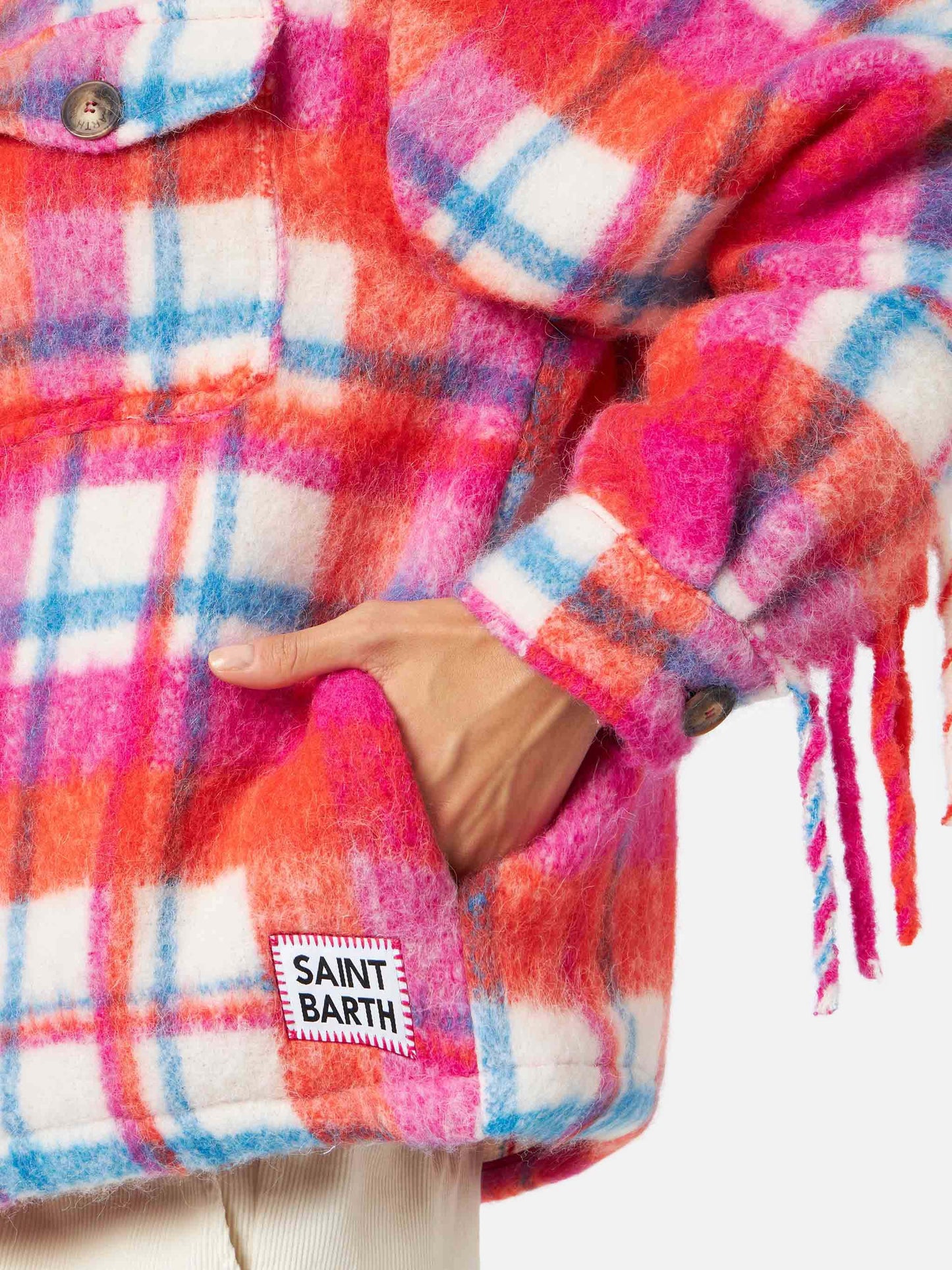 Damen-Overshirtjacke mit Fransen