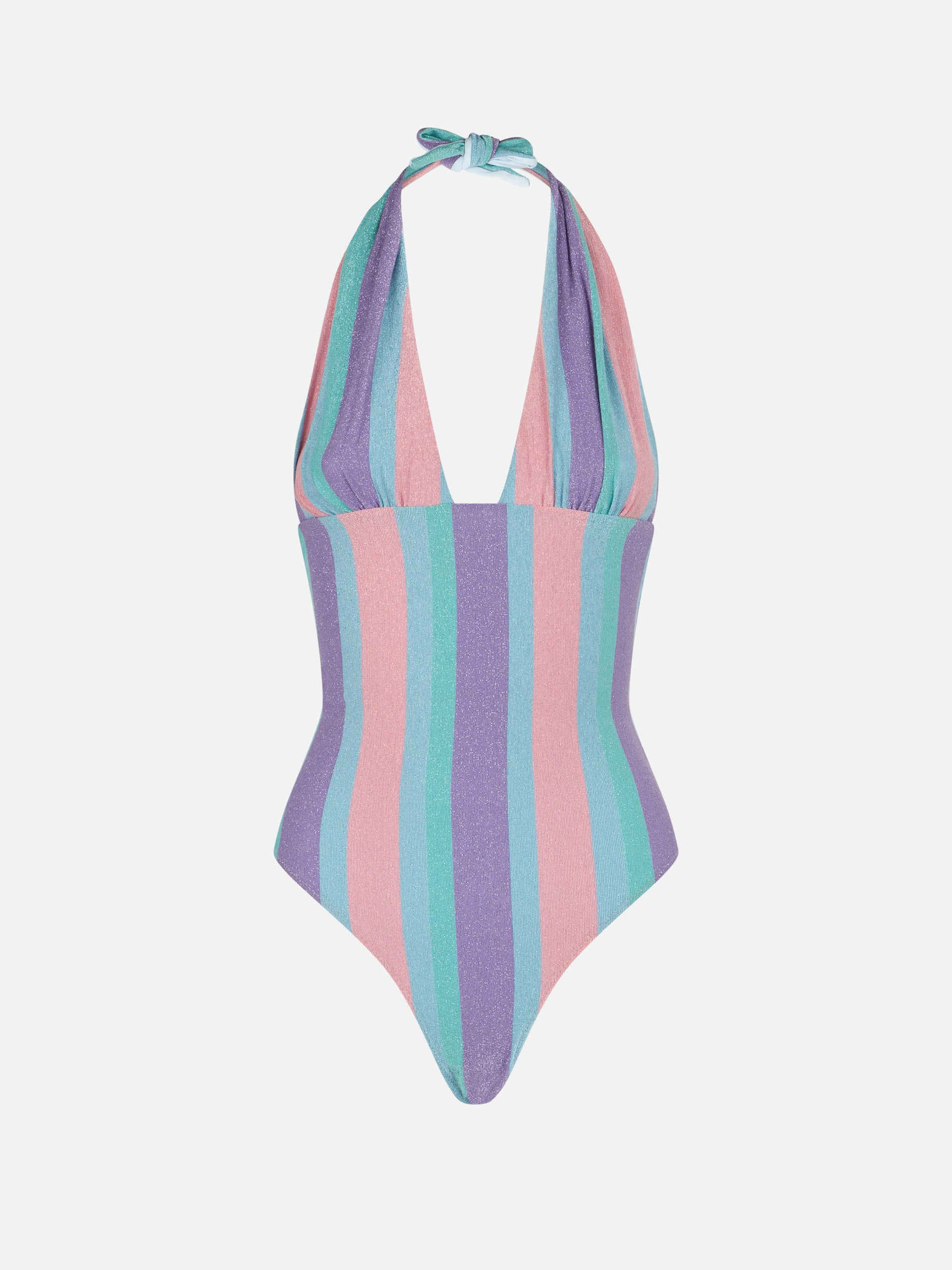 Striped multicolor lurex one piece - MC2 Saint Barth