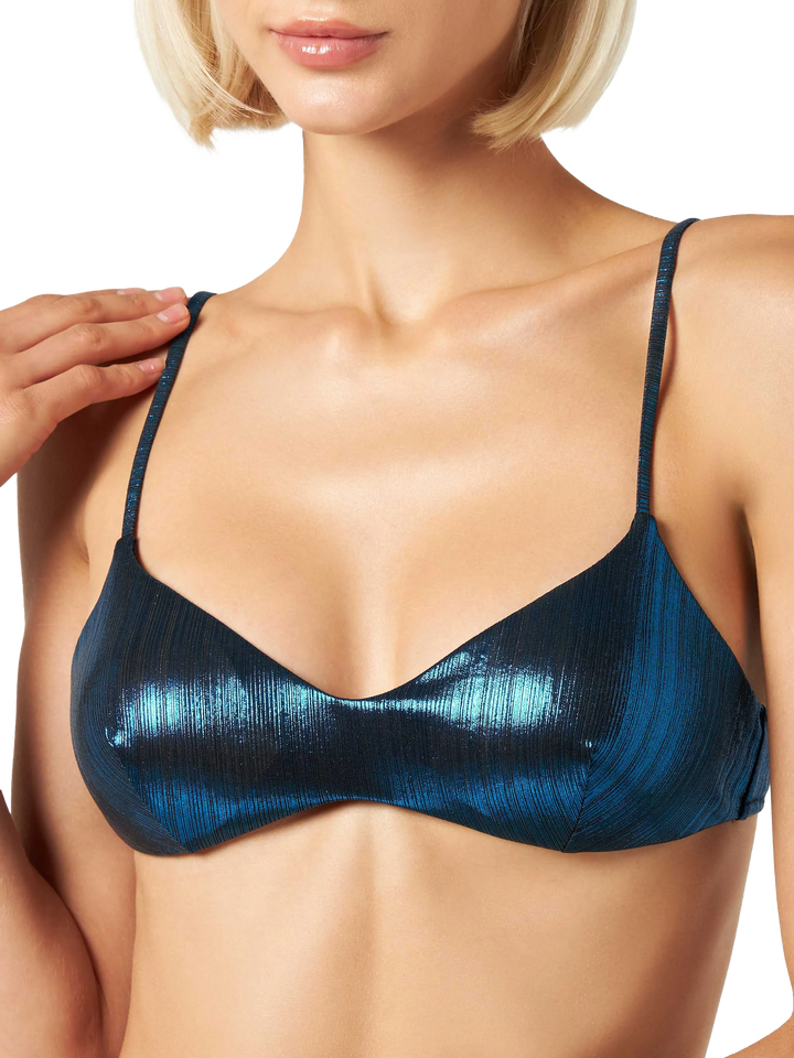 Woman lamina blue bralette top - MC2 Saint Barth