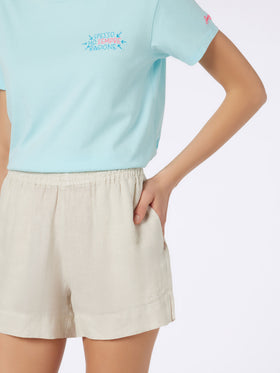 Woman off-white linen pull up shorts Meave - MC2 Saint Barth