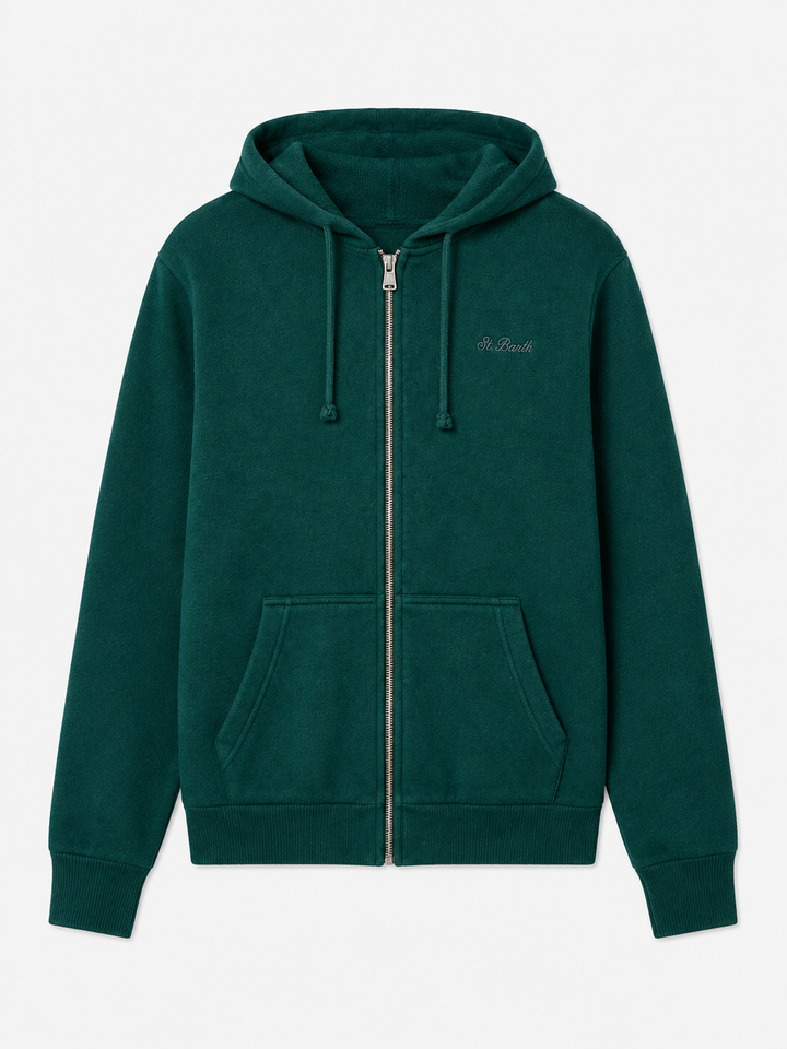 Maglia Mahony in lana con cappuccio verde tinta unita