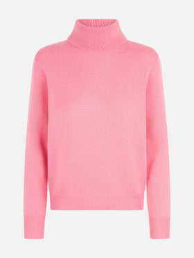 Woman pink cashmere blend turtleneck sweater Moody - MC2 Saint Barth
