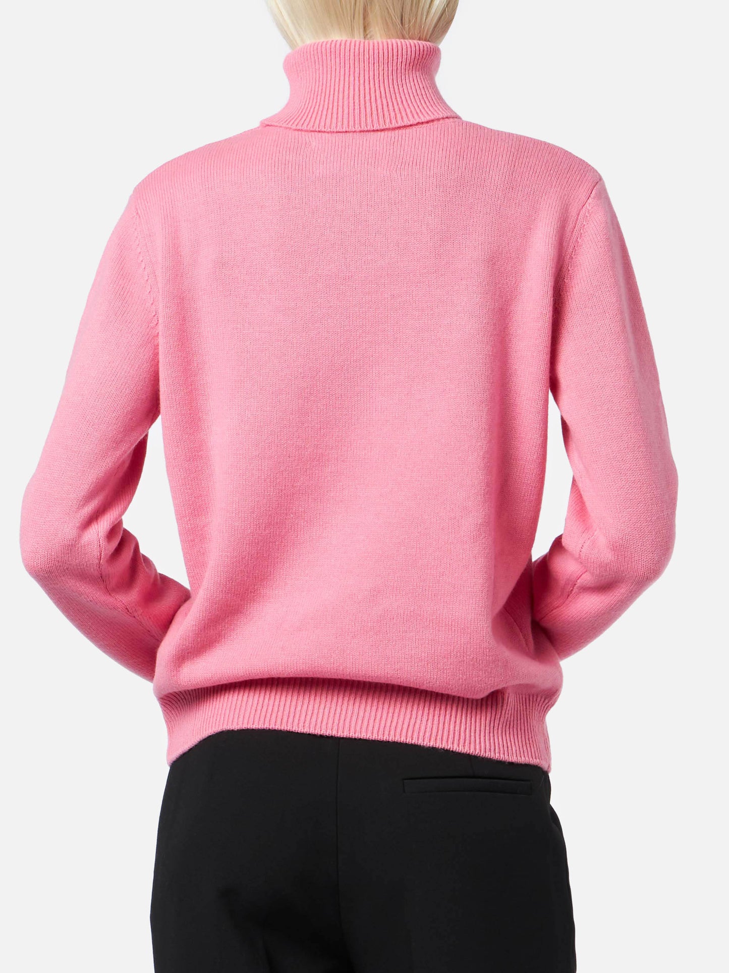 Rosa Rollkragenpullover Moody aus Kaschmirmischung für Damen