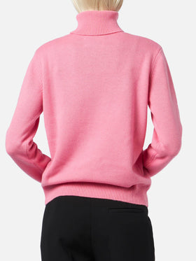 Rosa Rollkragenpullover Moody aus Kaschmirmischung für Damen