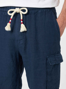 Man navy blue linen bermuda Marseille - MC2 Saint Barth