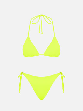Bikini da donna a triangolo giallo fluo