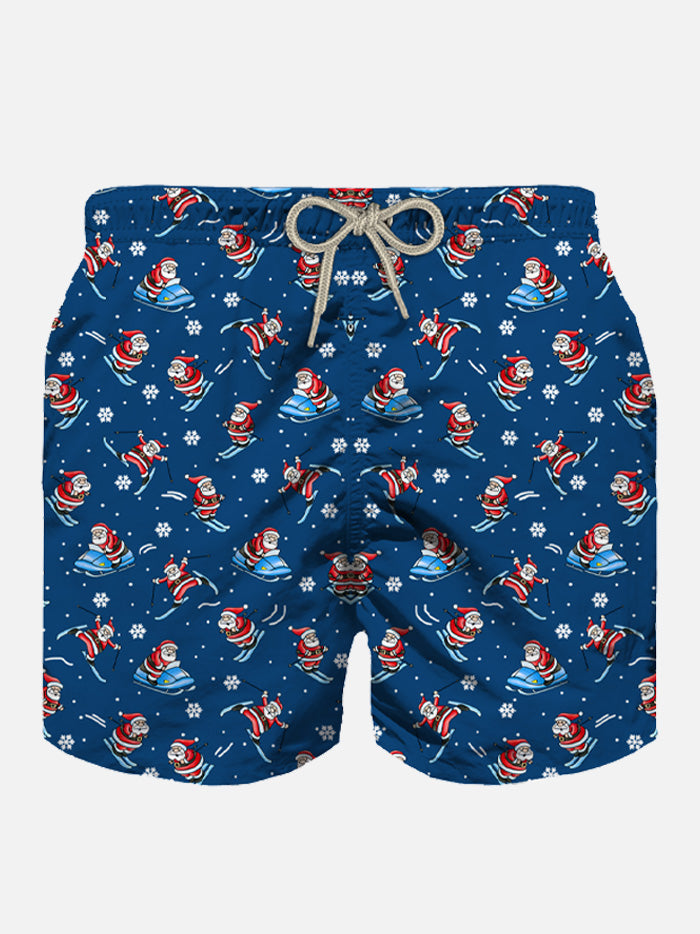 Man light fabric swim shorts with Happy Santa Claus print - MC2 Saint Barth