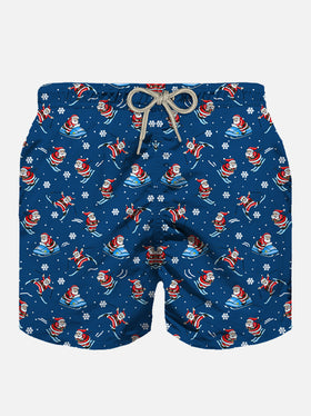 Man light fabric swim shorts with Happy Santa Claus print - MC2 Saint Barth