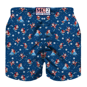 Man light fabric swim shorts with Happy Santa Claus print - MC2 Saint Barth