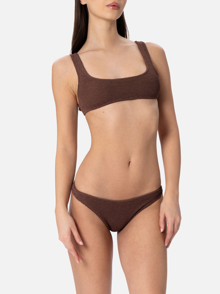 Bikini bralette froissé marron pour femme Naima Naomi 