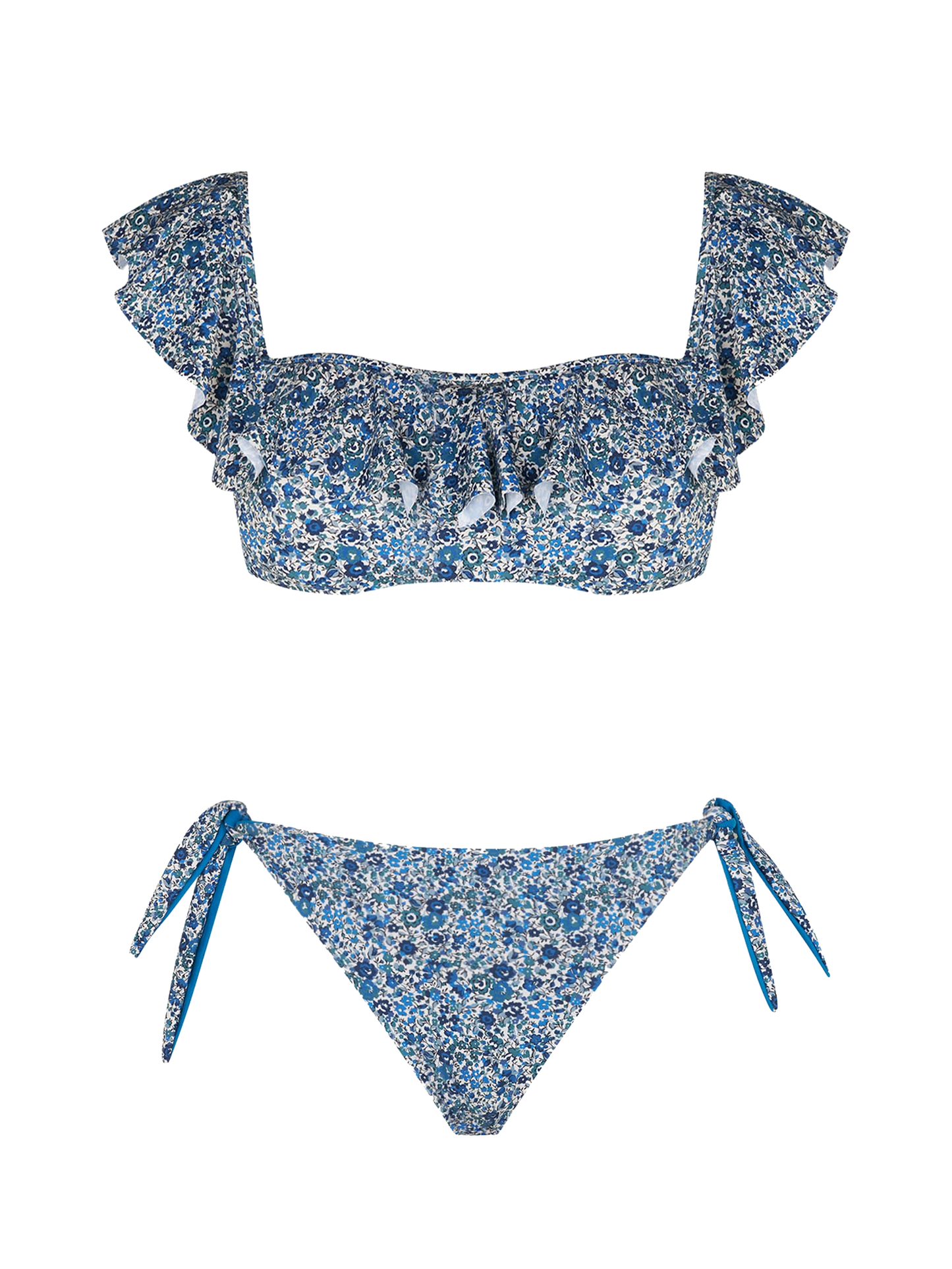 Woman off shoulder bikini with flower print  | Made with Liberty fabric