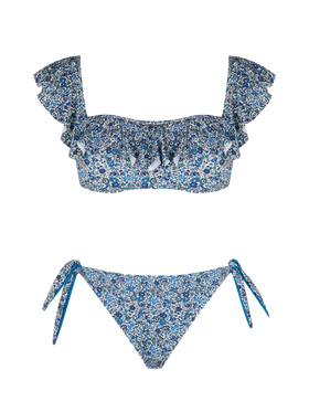 Woman off shoulder bikini with flower print  | Made with Liberty fabric