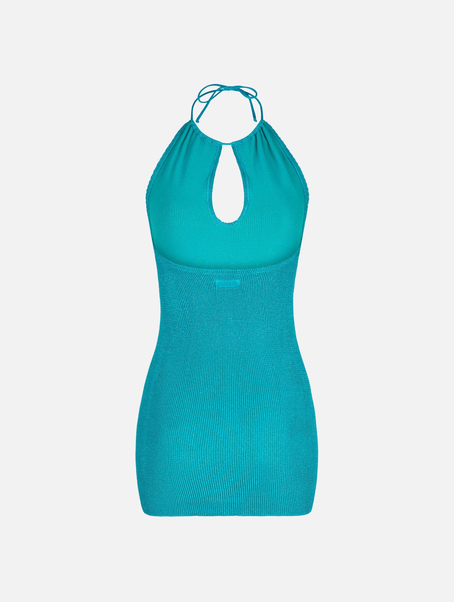Woman teal green lurex halterneck crinkle dress - MC2 Saint Barth