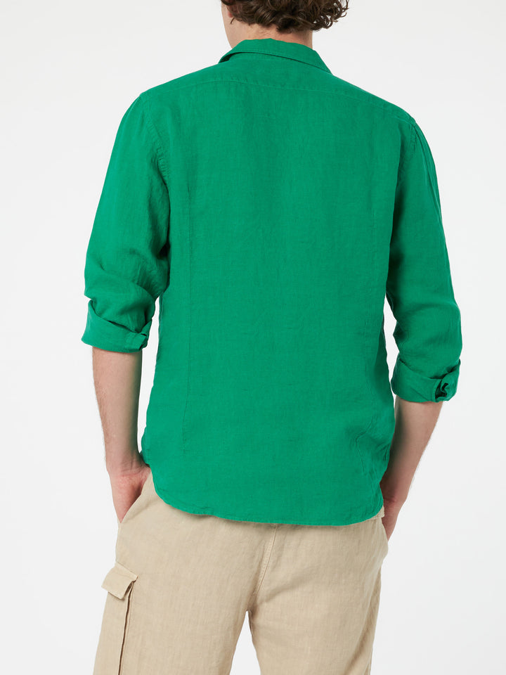 Man green linen shirt Pamplona - MC2 Saint Barth