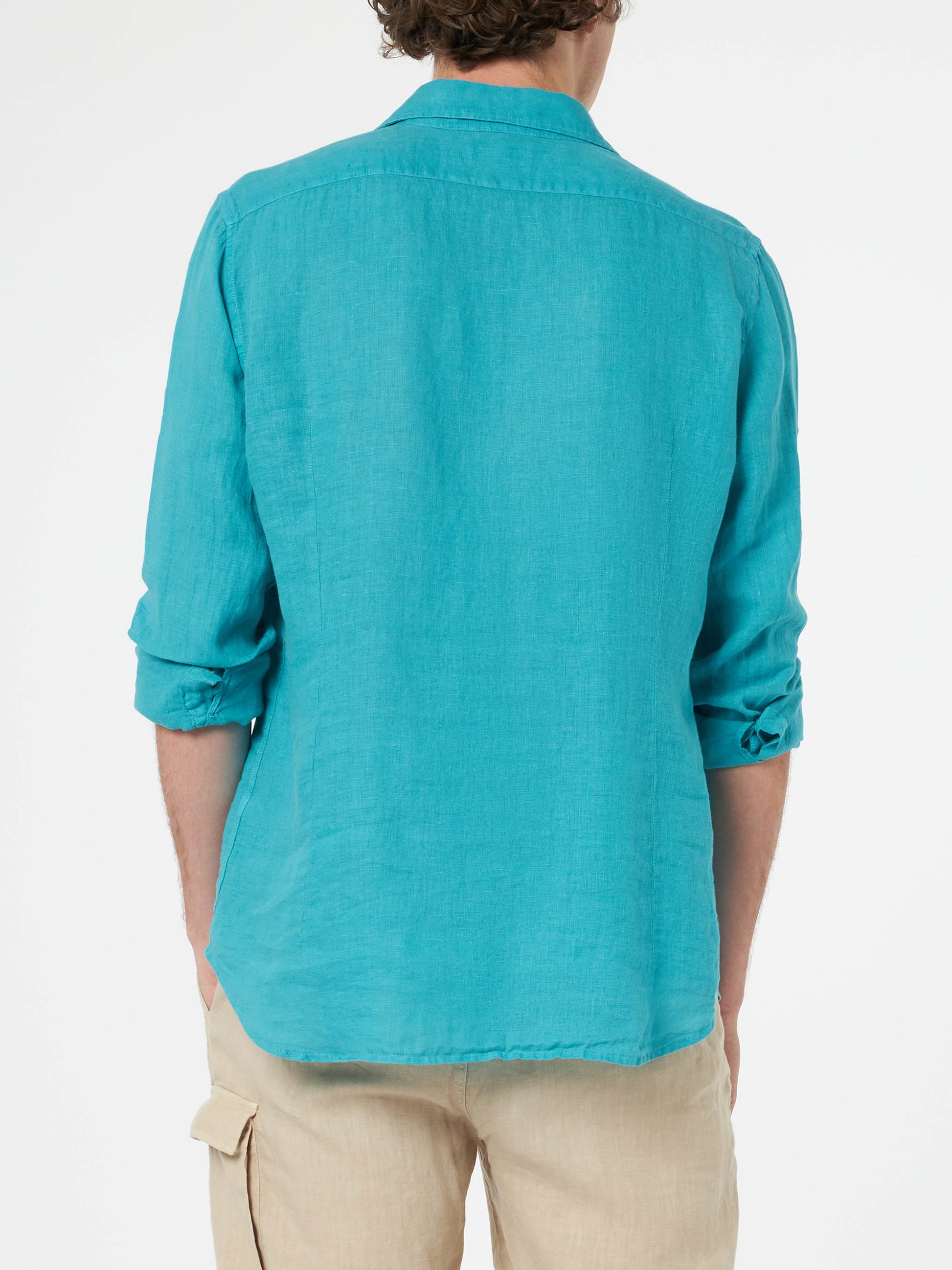 Man teal linen shirt Pamplona - MC2 Saint Barth