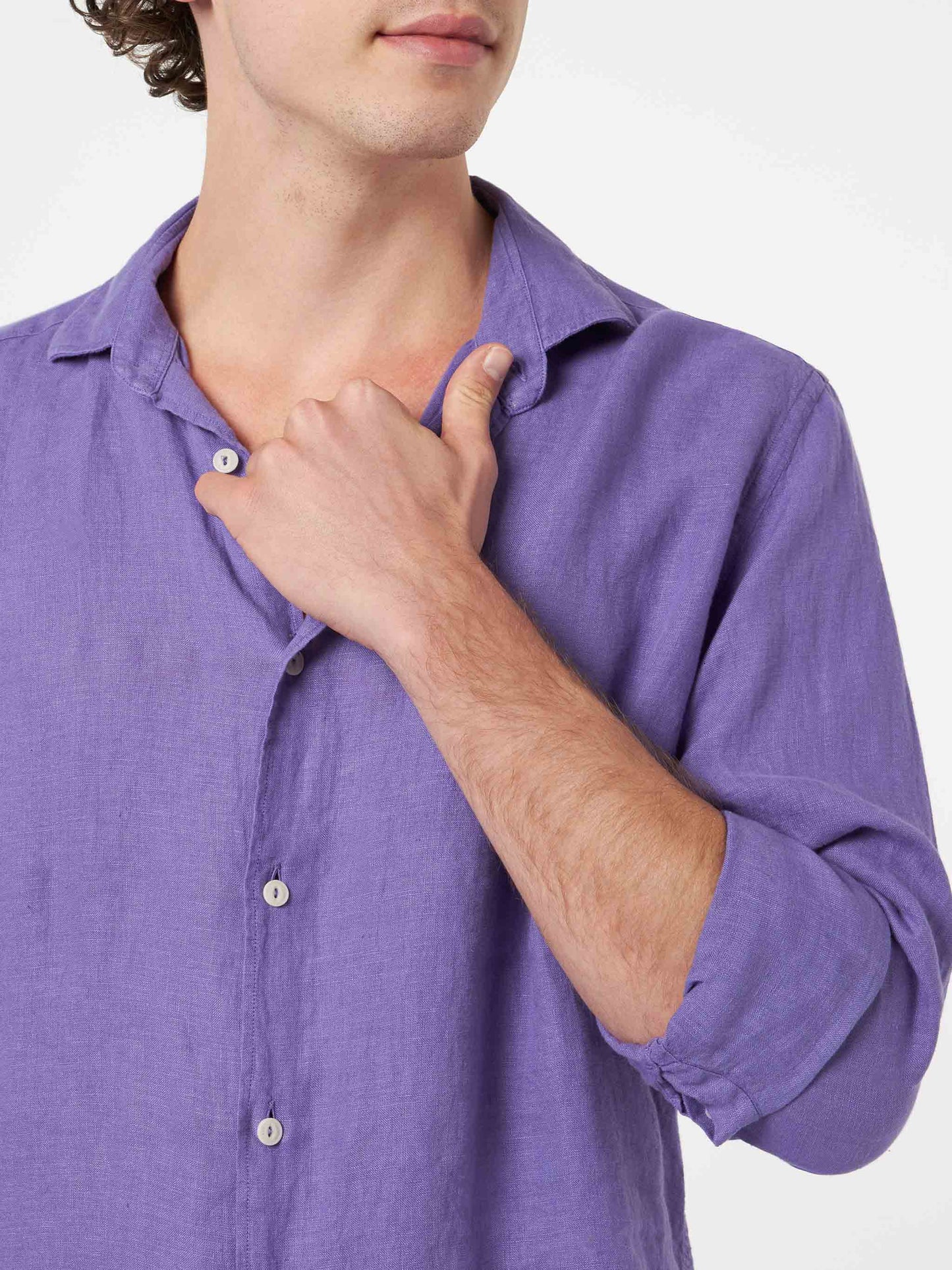 Man purple linen shirt Pamplona - MC2 Saint Barth