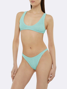 Naomi Salbeigrüner Crinkle Cheeky Badeslip - Pamy Salbeigrüner Tiny Crinkle Bralette