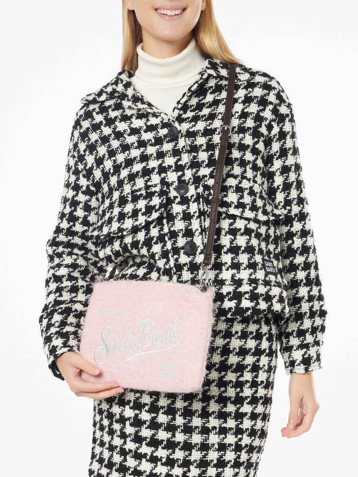 Parisienne pink knit boucle cross-body pouch bag - MC2 Saint Barth