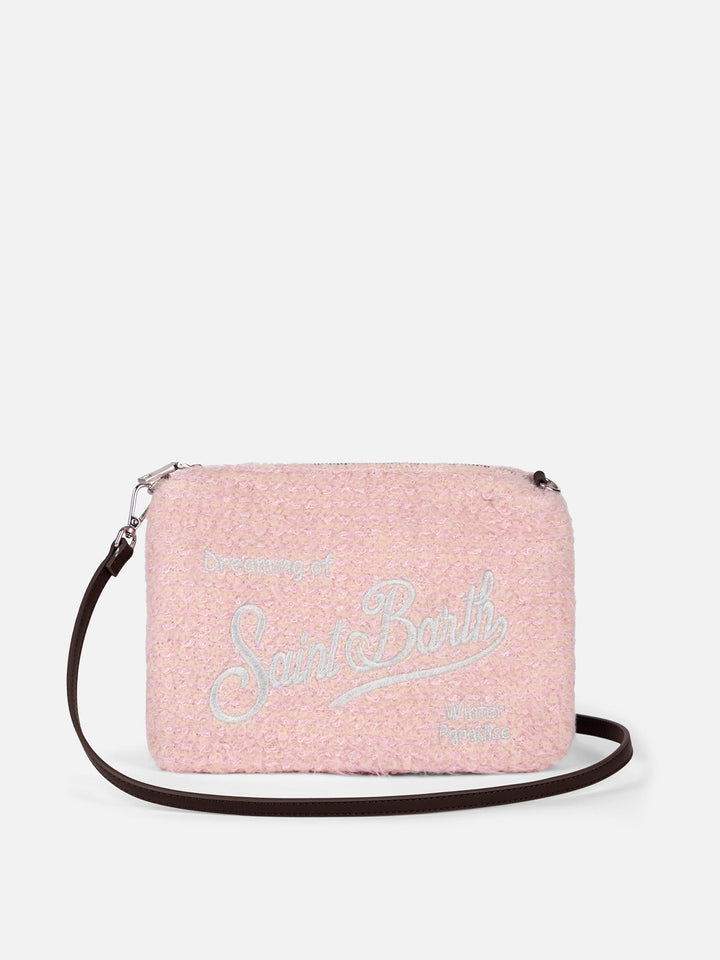 Parisienne pink knit boucle cross-body pouch bag - MC2 Saint Barth