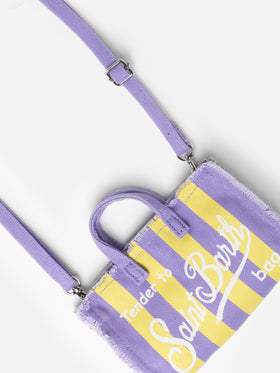Gestreifte Handytasche aus Baumwollcanvas