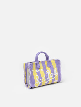 Gestreifte Handytasche aus Baumwollcanvas
