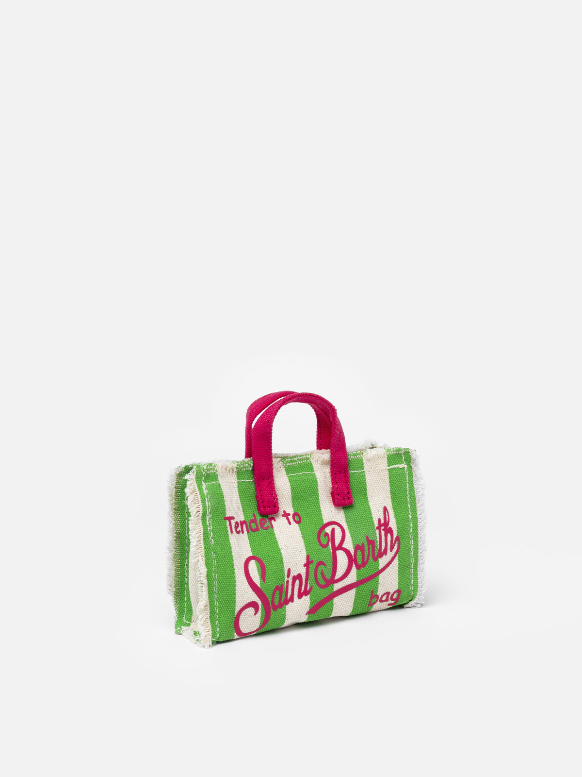 Grün gestreifte Handytasche aus Baumwollcanvas