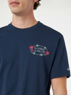 Man classic fit cotton jersey t-shirt Portofino with Mi girano le palline embroidery | INSULTI LUMINOSI SPECIAL EDITION - MC2 Saint Barth