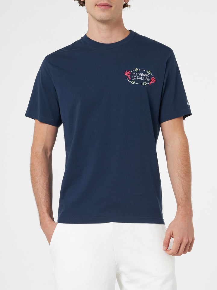 Man classic fit cotton jersey t-shirt Portofino with Mi girano le palline embroidery | INSULTI LUMINOSI SPECIAL EDITION - MC2 Saint Barth