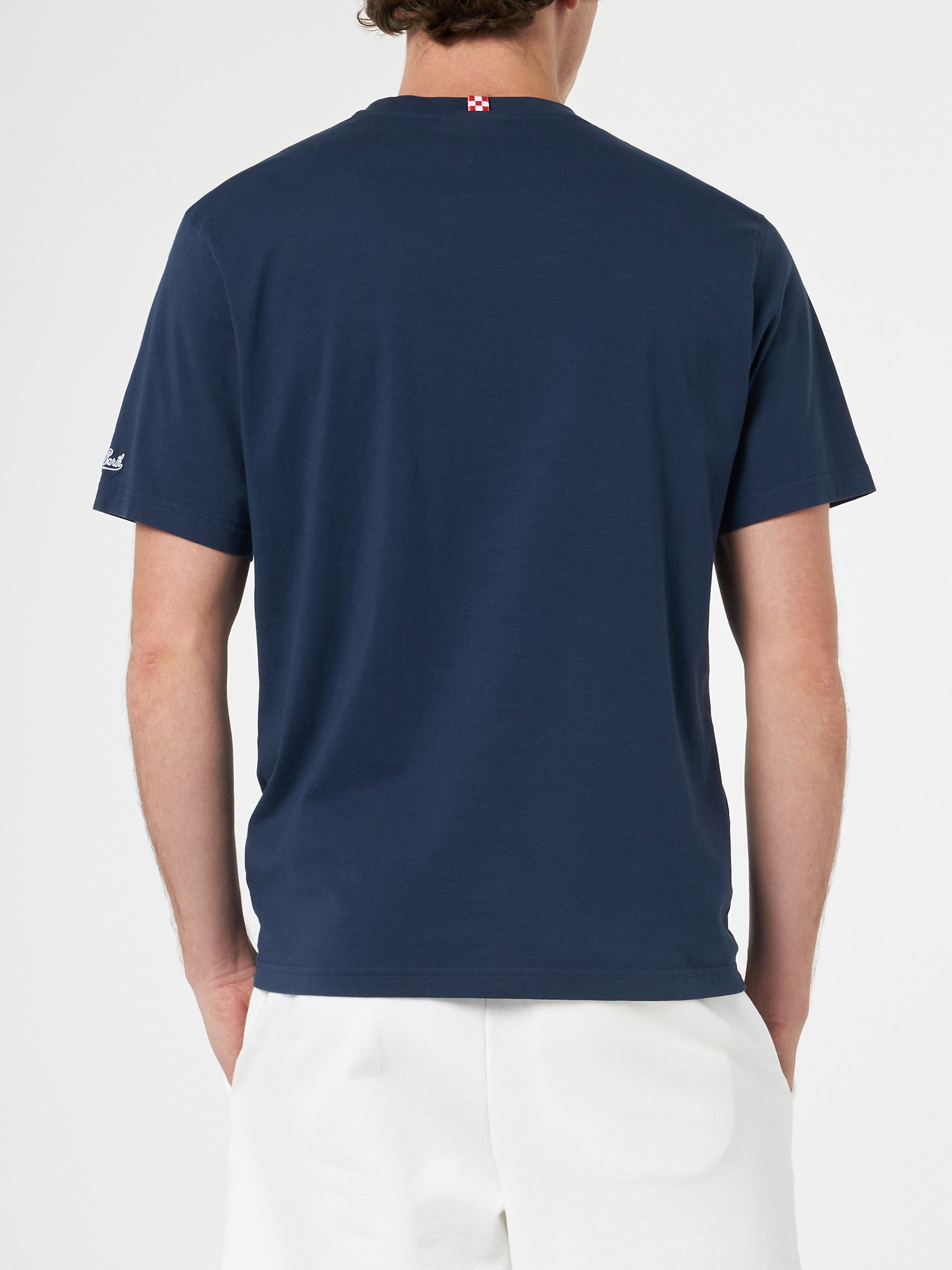 Man classic fit cotton jersey t-shirt Portofino with Mi girano le palline embroidery | INSULTI LUMINOSI SPECIAL EDITION - MC2 Saint Barth