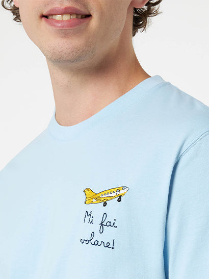 Man classic fit cotton jersey t-shirt Portofino with Mi fai volare embroidery - MC2 Saint Barth