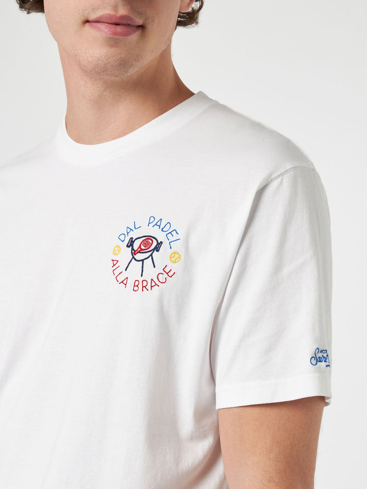 Man classic fit cotton jersey t-shirt Portofino with dal Padel alla brace embroidery | INSULTI LUMINOSI SPECIAL EDITION - MC2 Saint Barth