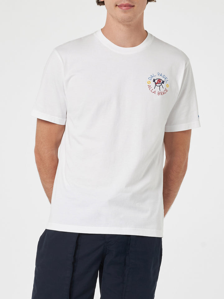 Man classic fit cotton jersey t-shirt Portofino with dal Padel alla brace embroidery | INSULTI LUMINOSI SPECIAL EDITION - MC2 Saint Barth