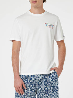 Man classic fit cotton jersey t-shirt Portofino with Chi non muore poi ribeve embroidery | INSULTI LUMINOSI SPECIAL EDITION - MC2 Saint Barth