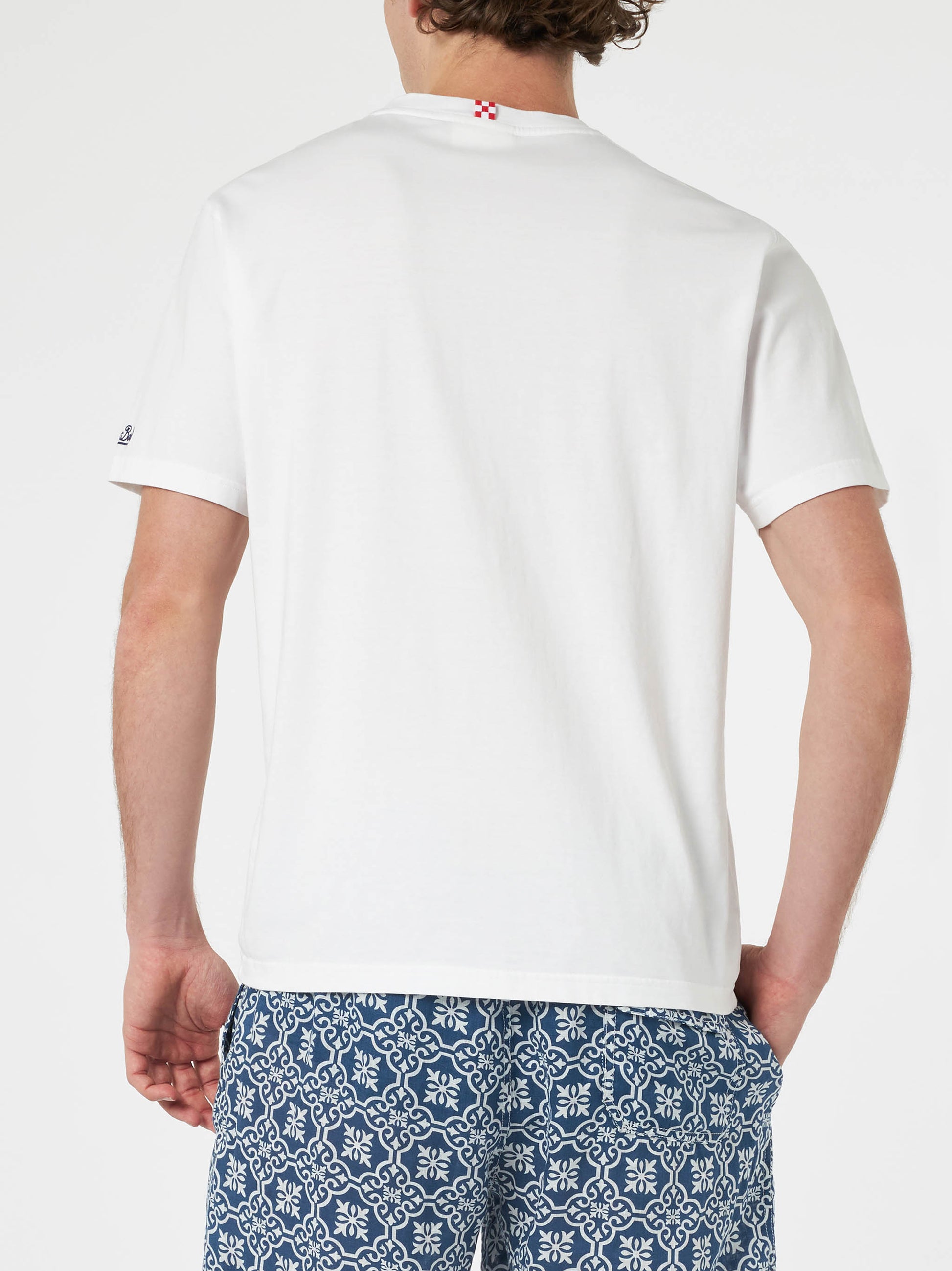 Man classic fit cotton jersey t-shirt Portofino with Chi non muore poi ribeve embroidery | INSULTI LUMINOSI SPECIAL EDITION - MC2 Saint Barth