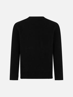 Girl crewneck black sweater with Splendida Splendente rhinestones print | NIKI DJ SPECIAL EDITION - MC2 Saint Barth