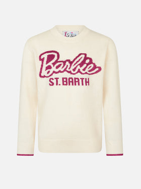 Girl crewneck white sweater with Barbie jacquard | BARBIE SPECIAL EDITION - MC2 Saint Barth