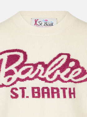 Girl crewneck white sweater with Barbie jacquard | BARBIE SPECIAL EDITION - MC2 Saint Barth