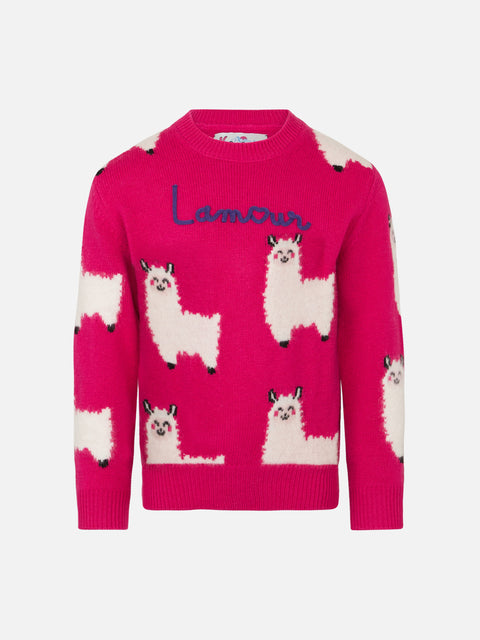 Girl crewneck sweater with L'Am<3ur embroidery - MC2 Saint Barth