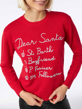 Woman brushed sweater with Dear Santa list embroidery - MC2 Saint Barth