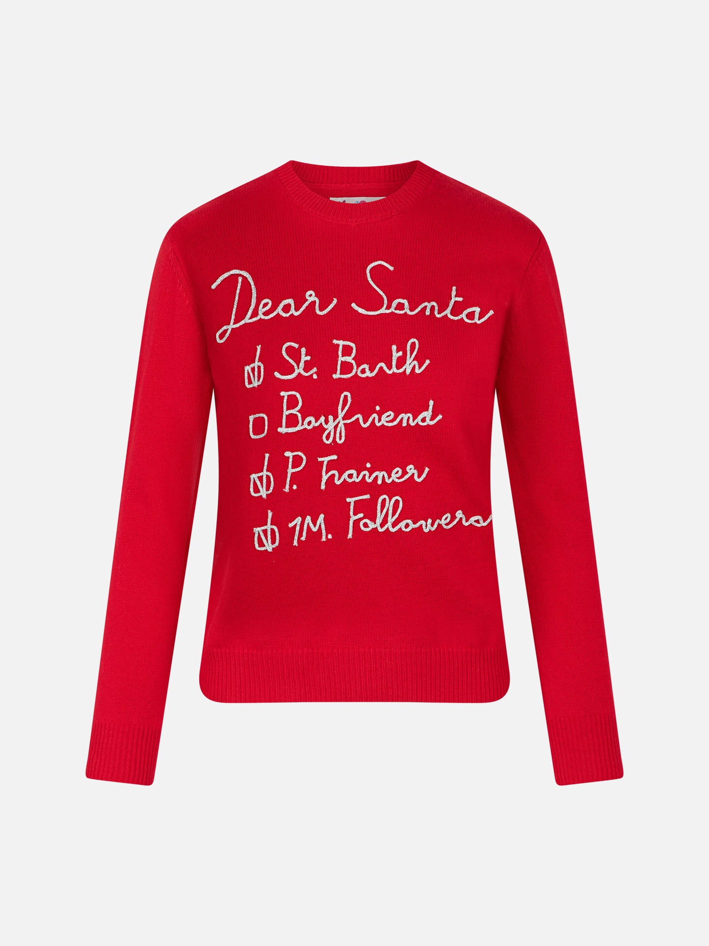 Woman brushed sweater with Dear Santa list embroidery - MC2 Saint Barth