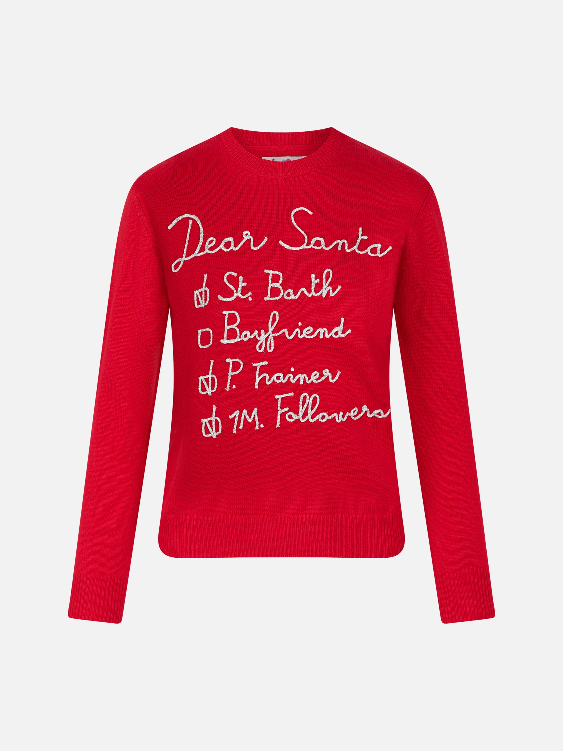 Woman brushed sweater with Dear Santa list embroidery - MC2 Saint Barth