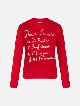 Woman brushed sweater with Dear Santa list embroidery - MC2 Saint Barth